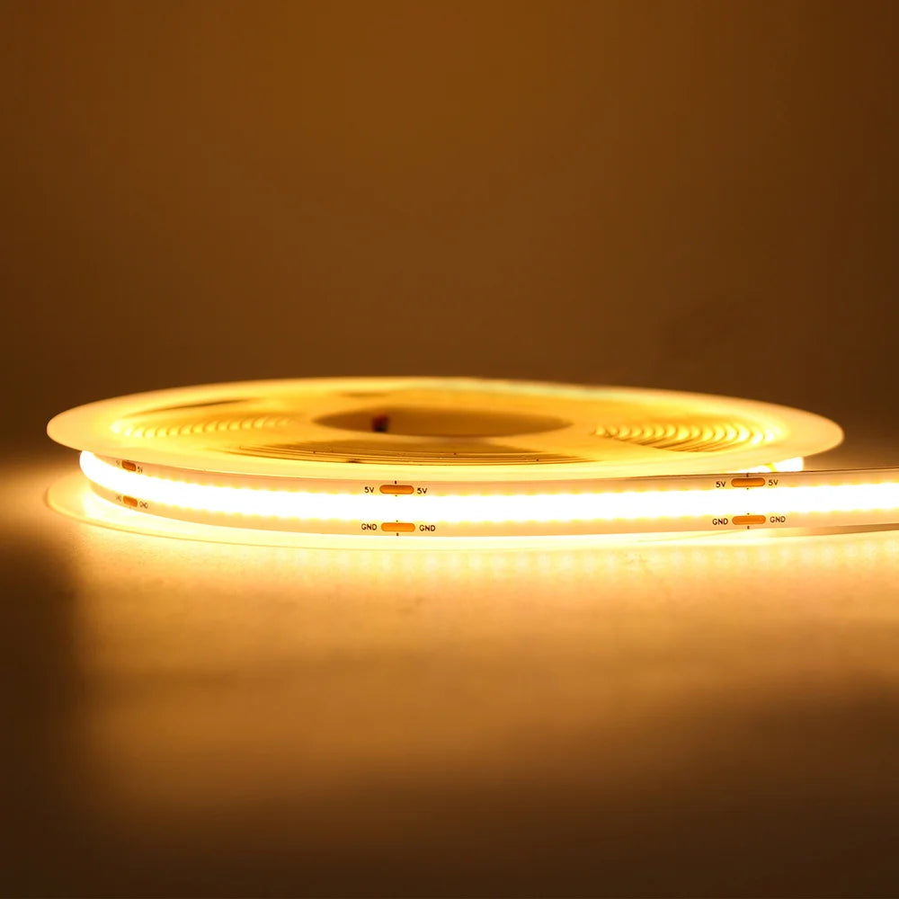 New 5V USB COB Strip Light 320Leds/m Warm Natural White Cabinet Lamp Night Lighting Flexible LED Ribbon Stripe DC5V TV Backlight