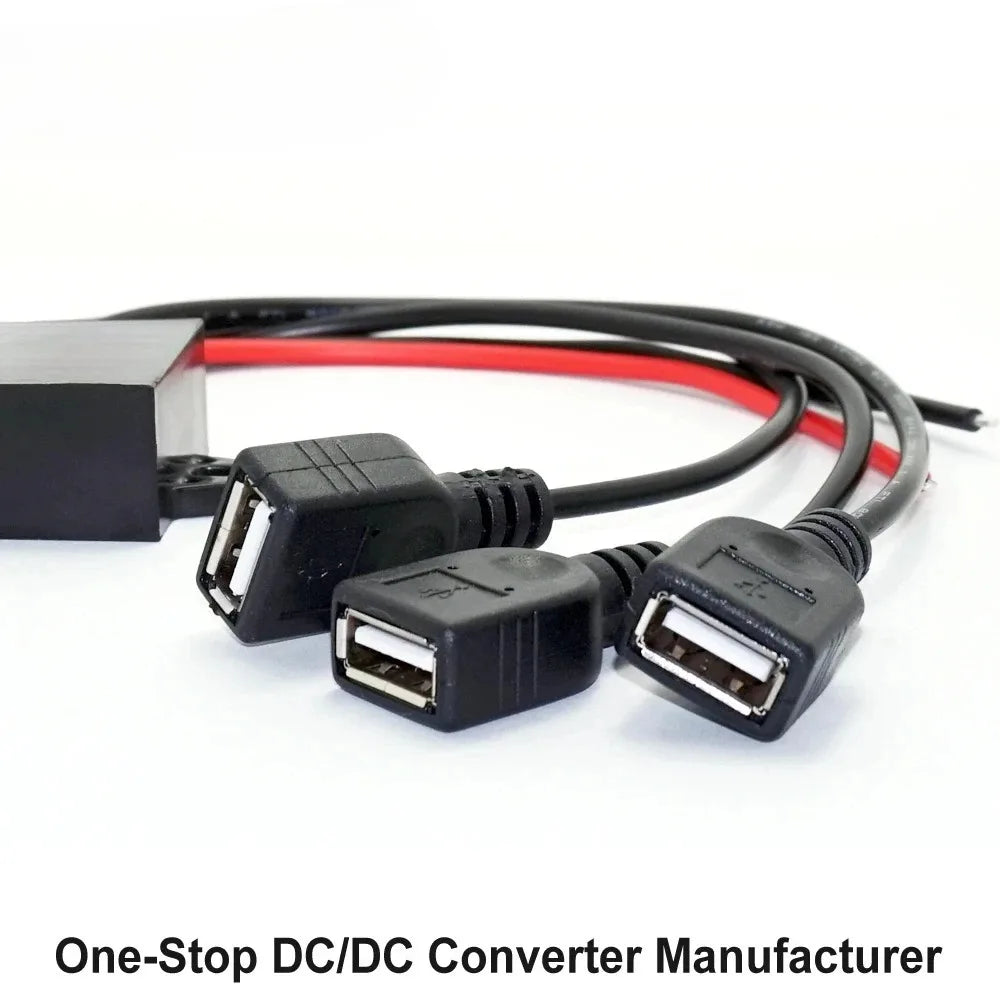 Car Power Converters 12V 24V to 5V 6A 30W Power Adapter DC Step Down Buck Power Converter with Triple USB Output for Car Phone C