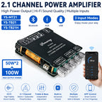 2.1CH Bluetooth Amplifier Board 200W Class D 50W*2+100W Subwoofer Bass Treble USB APP MIC KTV DC12-24V HiFi DIY Speaker