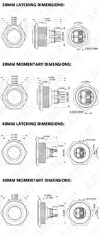 ABILKEEN 22/25MM 1NO1NC/2NO2NC Metal Push Button Switch IP65 Waterproof Momentary/Latching Push Button with LED Ring Light