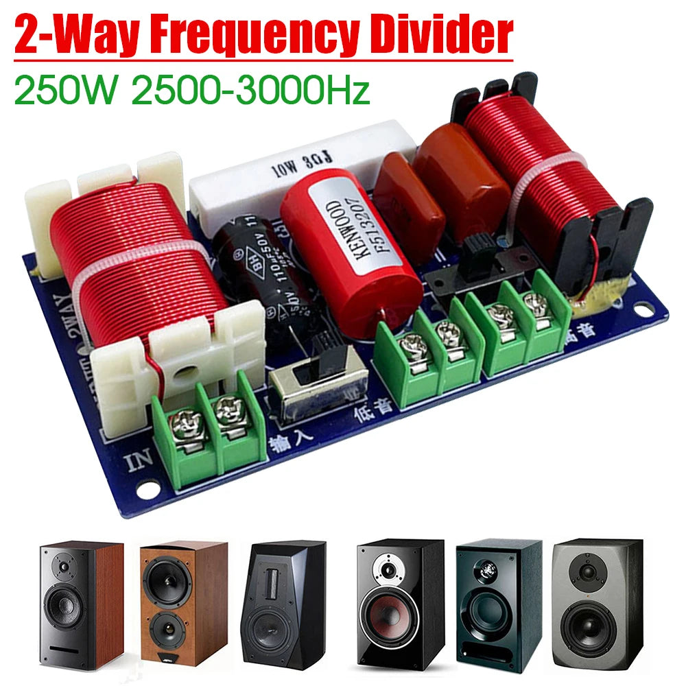 2-Way 250W 2500-3000Hz Frequency Divider DIY Speaker Filter Circuit Home Theater HiFi Stereo Audio Crossover Filters Modificatio