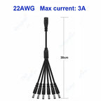 Splitter DC Power Cable 1 To 2/3/4/5/6/8 Way 5V 12V Male Female 5.5x2.1mm DC Plug Extension Wire For LED Strip Light Camera CCTV