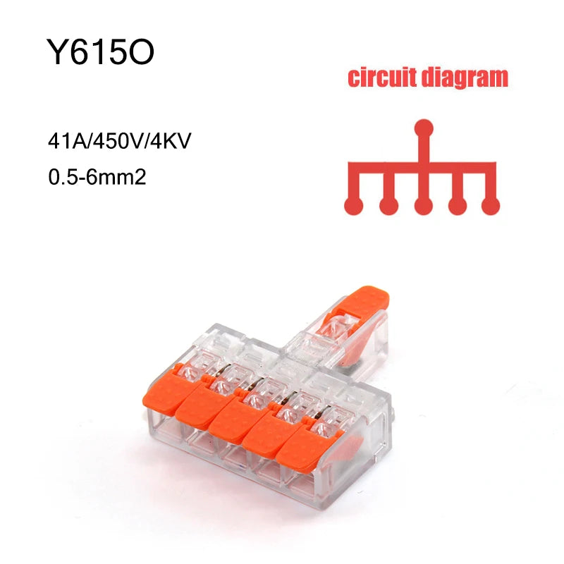 High Power 6mm² Fast Wire Electrical Connectors Universal Compact Splitter Push-in  Cable Wire Connector Fast Terminal Block