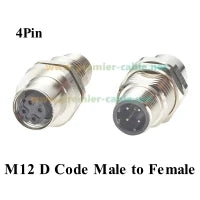 M12 A Code 5Pin Male to Female Converter IP67 Shielded Bulkhead Feedthrough Panel Mount Connector Receptacle 60V 4A for NMEA2000