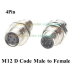 M12 A Code 5Pin Male to Female Converter IP67 Shielded Bulkhead Feedthrough Panel Mount Connector Receptacle 60V 4A for NMEA2000