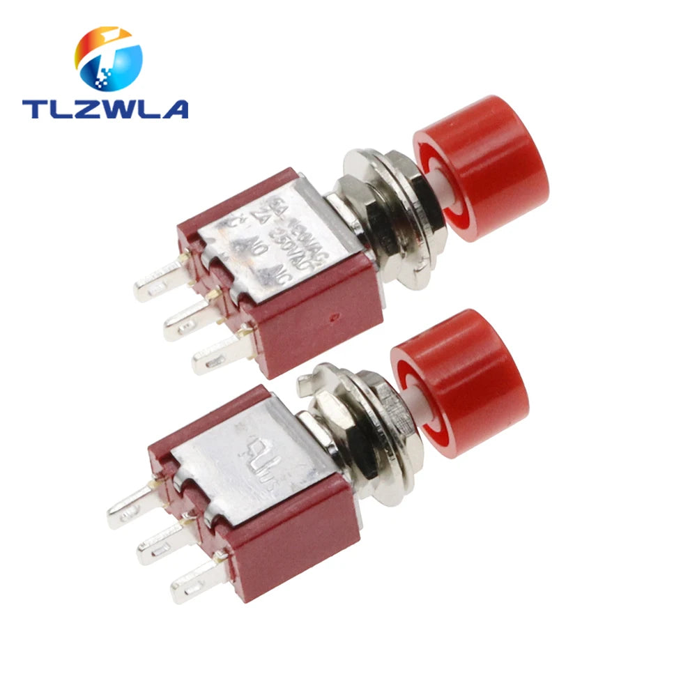 5PCS 3Pin C-NO-NC 6MM Mini Momentary Automatic return Push Button Switch ON-(ON) 2A 250VAC/5A 120VAC