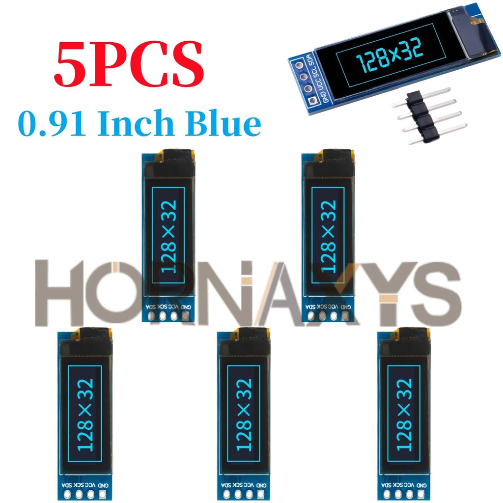 0.91 Inch 128x32 IIC I2C White / Blue OLED LCD Display DIY Module SSD1306 Driver IC DC 3.3V 5V for arduino