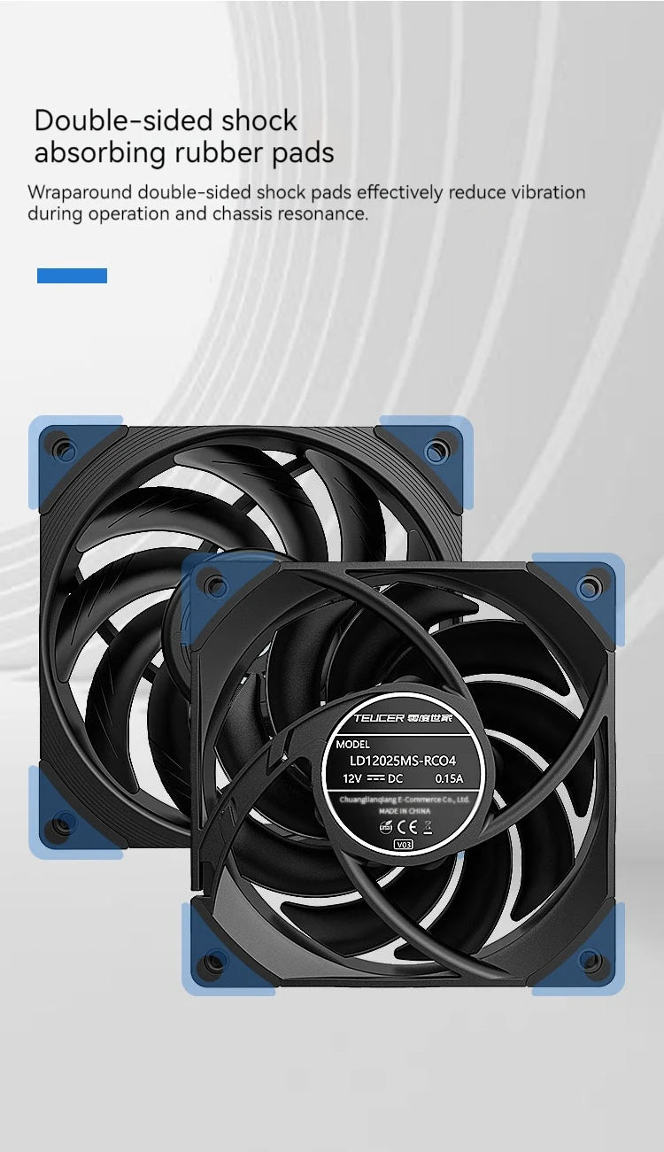 TEUCER T30 CPU Cooler Fan 2150RPM 4PIN PWM 12cm Computer Case Cooling System Fan S-FDB Bearing Silent PC Gamer CPU Cooler 120mm
