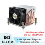 COOLSERVER R63 4 Heatpipe 2U Server CPU Cooler Workstation Computer Cooling Fan for Intel LGA2011 1700 115X AMD AM4