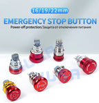 16mm 19mm 22mm metal emergency stop button switch stainless steel waterproof mushroom head Rotation reset Anti-slip thread