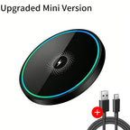 15W Wireless Charger Pad, Mirror‑Surface Design, Fast Induction Charging.Compatible with iPhone, Samsung and Apple Earphones.