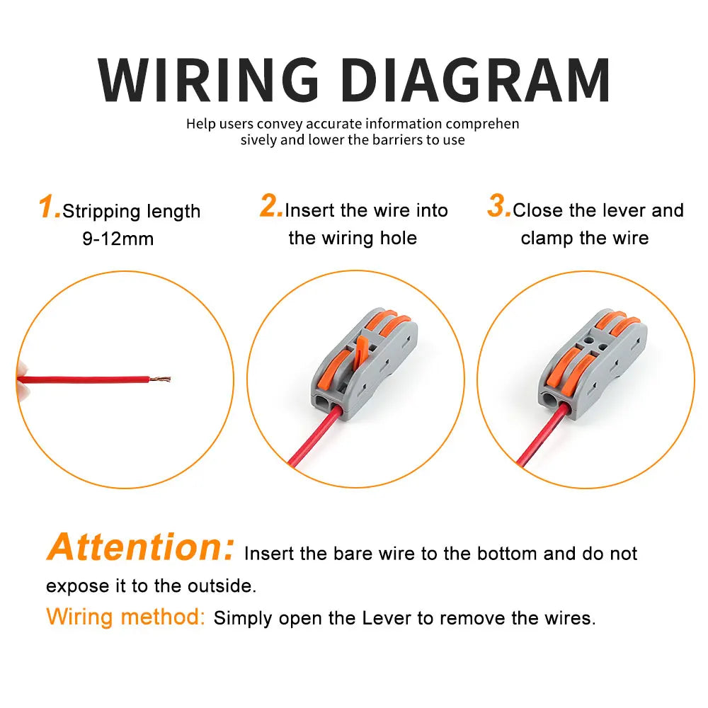 30PCS Lever Wire Connectors Push-in Quick Connect Wire Splice Compact Inline Connector Terminals for Electrical 28-12 AWG Wiring