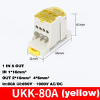 Din Rail Terminal Block UKK 80A/125A/160A/250A/400A Distribution Box One In Several Out Unipolar Junction Box Wire Connector