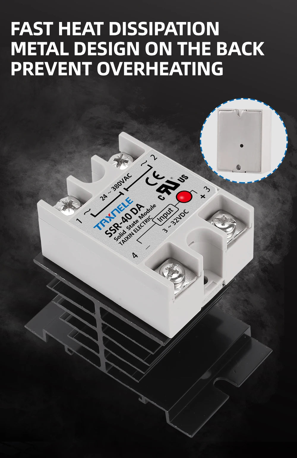 Single Phase Solid State Relay SSR-40DA SSR-25DA SSR-10DA DC To AC 3-32VDC Input 24-380VAC Output Solid State Relay