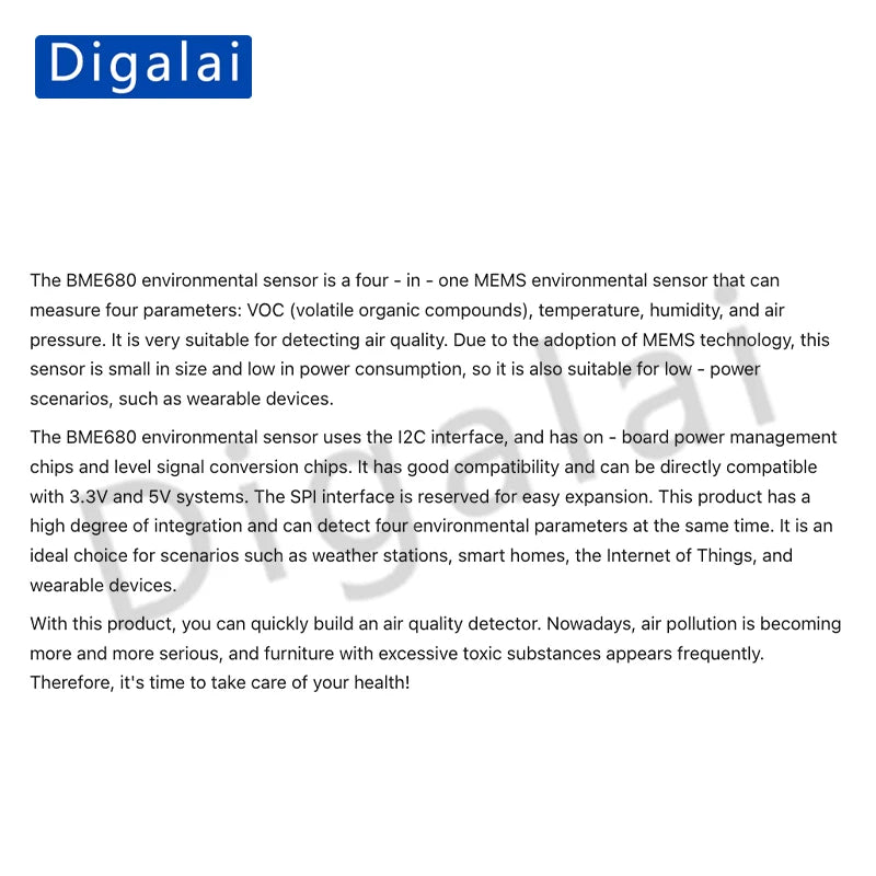 High quality BME680 BO SCH Temperature Humidity Pressure Sensor Compatible with 3.3V and 5V Ultra-small Pressure Altitude Devel