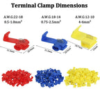10pcs/30pcs T-Tap Connector Quick Electrical Cable Connector Snap Splice Lock  Waterproof Crimp Wire Terminal blue yellow red