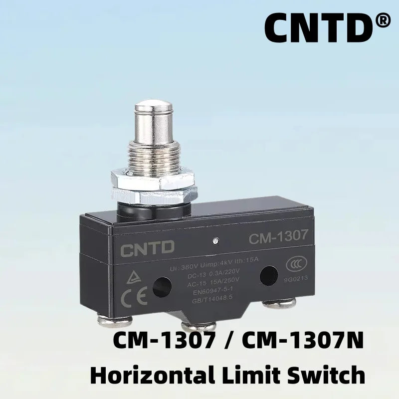 Micro Limit Switch CNTD CM‑1307 CM‑1307N Panel Mount Plunger 15A 250VAC 1NO1NC Plastic Housing Travel Switch for Industrial Mach