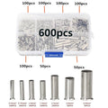 600/700pcs Bare Terminal Tubular Wire End Ferrules Uninsulated Copper Terminal Bootlace Ferrules End Electrical Cable Crimp