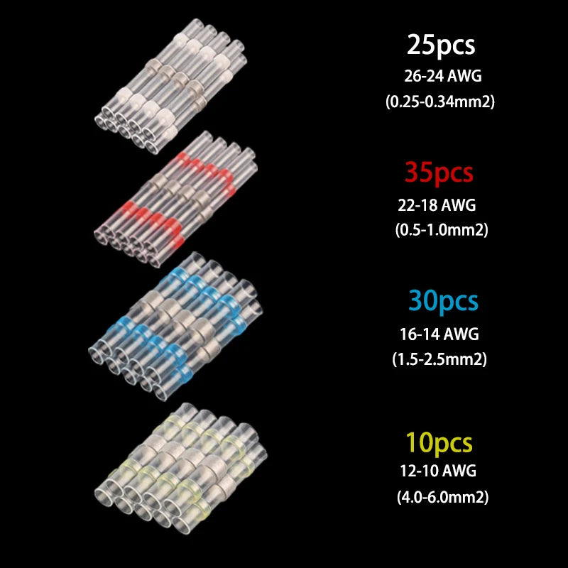 50/100/200Pcs Waterproof Solder Seal Heat Connector Shrink Butt Connectors Lug Terminals Electrical Wire Car Insulated Terminal