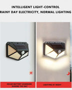 1-4PCS Solar LED Wall Light,100 LED Outdoor Motion Sensor Lights Waterproof Solar Wall Lamp for Garden Fence Yard Pathway Stairs