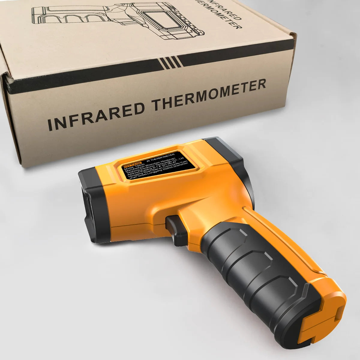 TS600 Infrared Thermometer Digital Temperature Gun Laser Non-contact Temp Reader IR Temperature Sensor Adjustable Emissivity