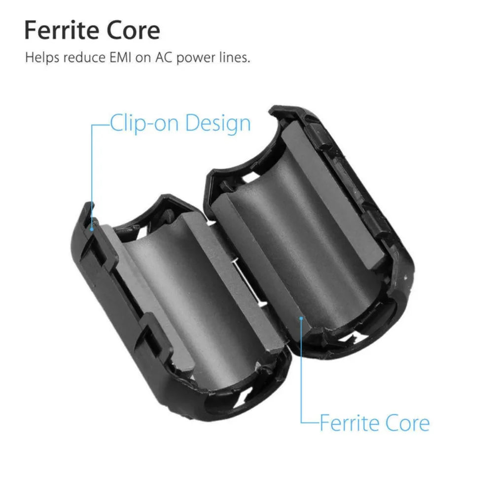 3.5/5/7/9/13mm Black Cable Connector Ring Core Ferrite Bead Clamp Choke Coil EMI RFI Noise Filter Clip Snap Filters Holder