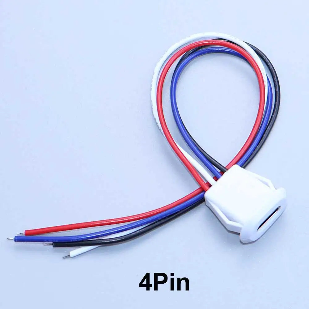 2/4/6Pin USB-C Type-C Waterproof Connector Charger Jack Direct Compression Female Socket Charging Interface With PH2.0 Terminal