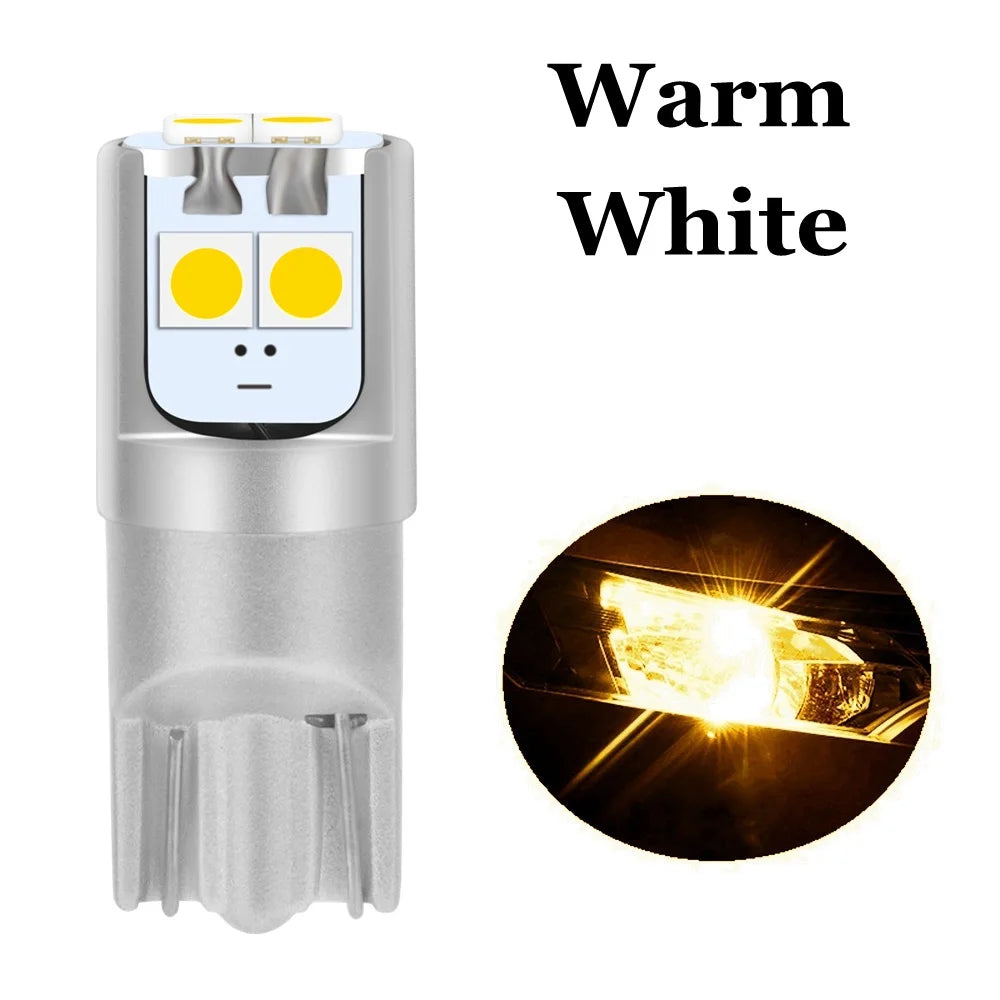 2PCS T10 W5W Super Bright High Quality LED Parking Lights Car Dome Reading Lamps WY5W Auto Turn Side Bulbs Warm White Red Yellow