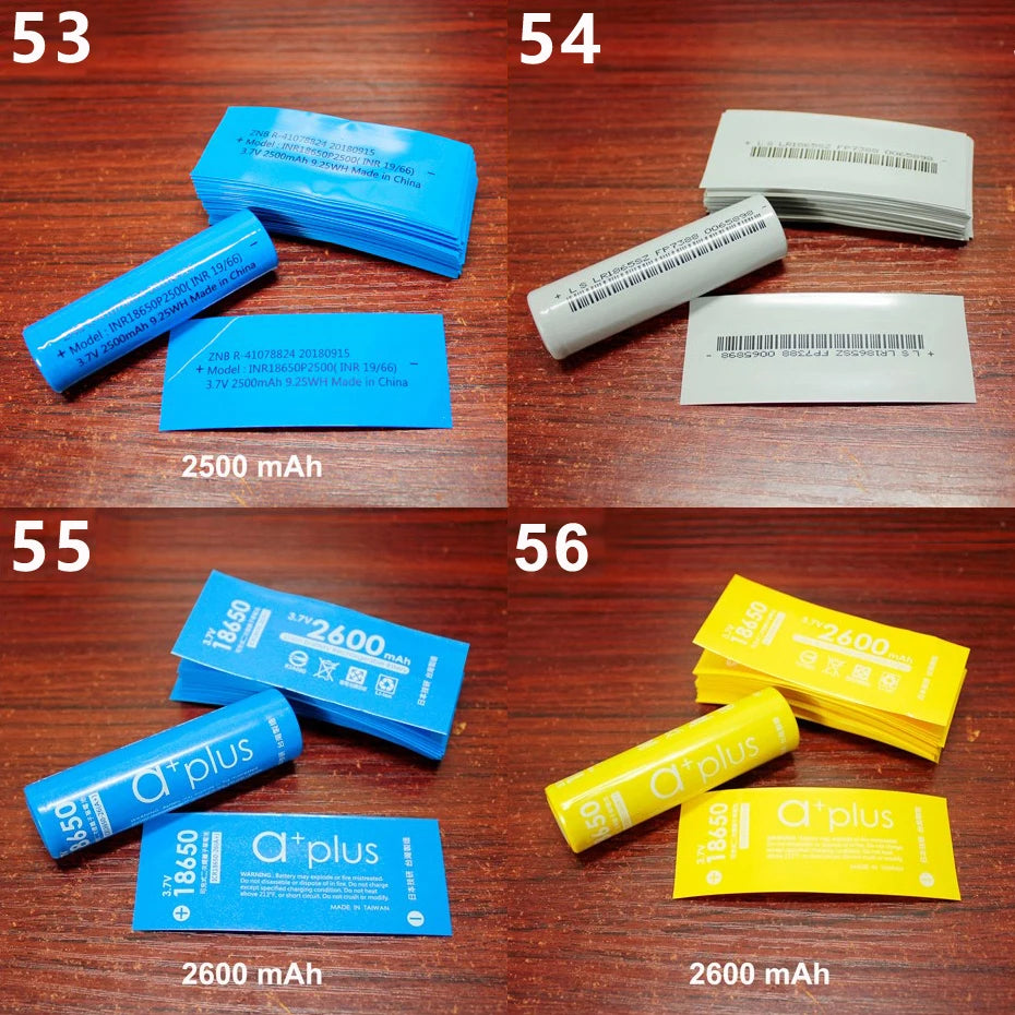 100pcs/lot 18650 Lithium Battery Heat Shrinkable Film PVC Heat Shrinkable Skin Battery Packaging Skin Insulation Sleeve