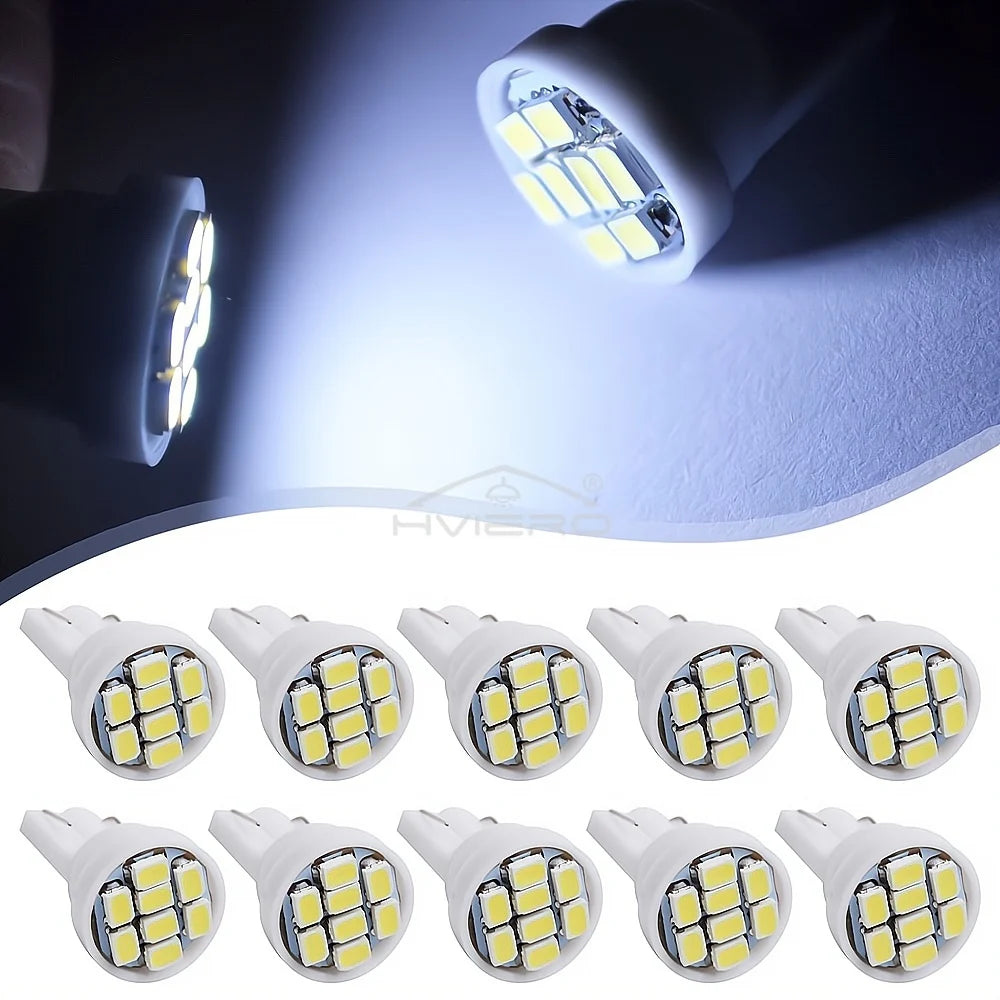 10Pcs Car Driving Led 8Smd 1206 Auto Interior Dome Reading Light Wedge Lighting DC 12V White Cob Bulb Dashboard Lamp Turn Signal