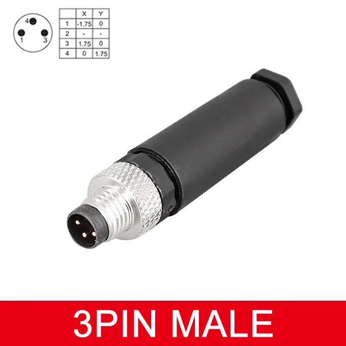 M8 Sensor Connector Screw Connection Metal A Code 3pin/4pin Non-welding 5pin 6pin 8pin Weld IP68 Straight Waterproof Connectors