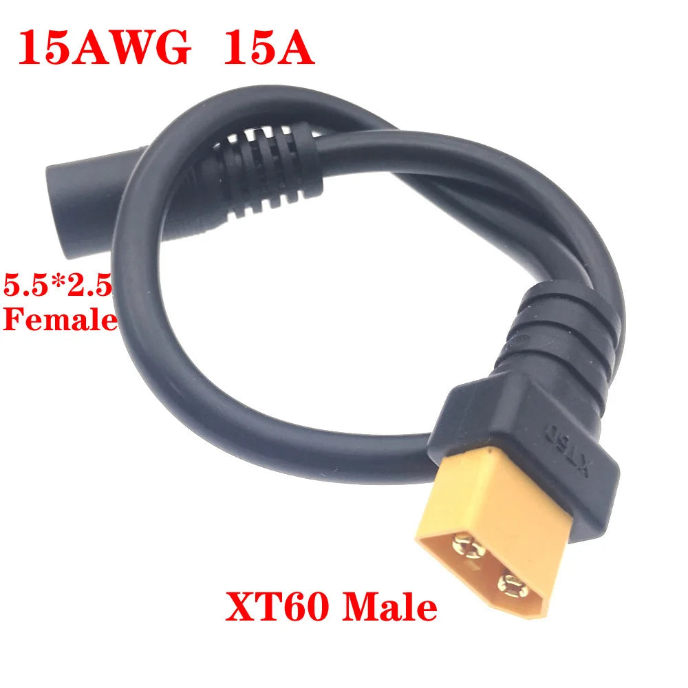 1pcs 10A Ultra-soft XT60 Plug Male Female Connector to  DC 5525/DC5521 Power Cable for Fly Multirotor Field Repairs Apply