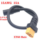 1pcs 10A Ultra-soft XT60 Plug Male Female Connector to  DC 5525/DC5521 Power Cable for Fly Multirotor Field Repairs Apply