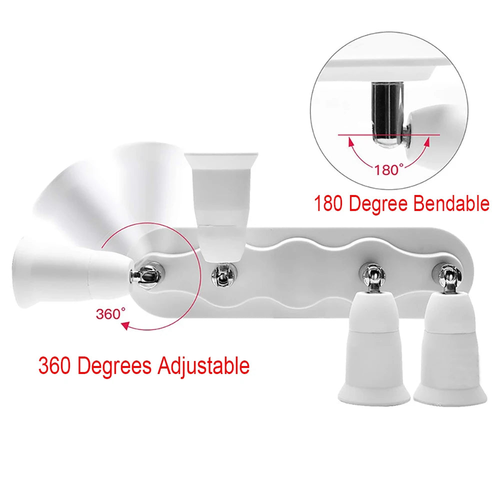 E27-5E27 3/4E26 Linear Edison Screw CFL LED Lamp Bulb Base Adapter 250V 2A Light Socket Splitter Extender
