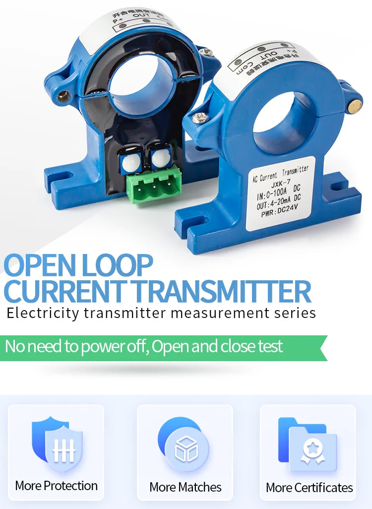 20 25 38mm Hole Size AC DC Hall Current Transducer Open Loop Split Core Current Sensor 4 20ma Current Transmitter 0 10V