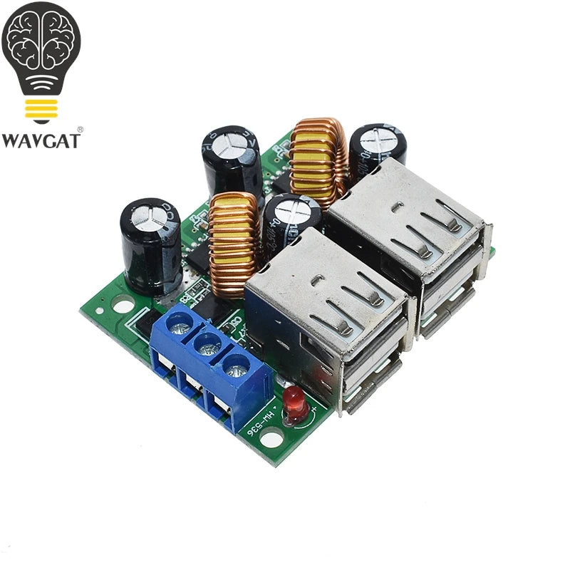 WAVGAT 4-USB Port Step-down Power Supply Converter Board Module DC 12V 24V 40V to 5V 5A For MP3/MP4 Phone Car Equipment
