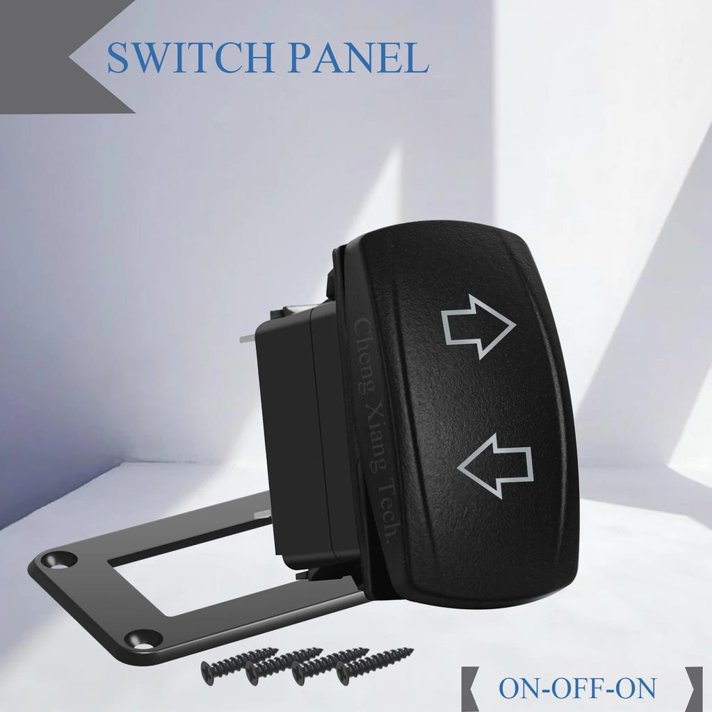 Waterproof 12V/24V 7-Pin DPDT Reverse Polarity Rocker Switch Blue LED Latching/Momentary On-Off-On for DC Linear Actuators Motor