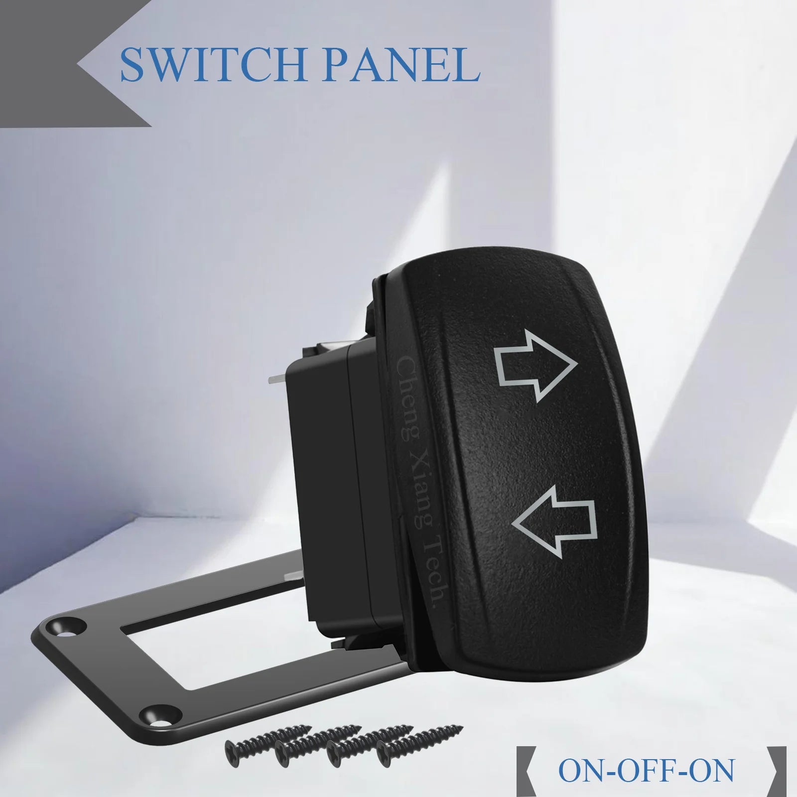Waterproof 12V/24V 7-Pin DPDT Reverse Polarity Rocker Switch Blue LED Latching/Momentary On-Off-On for DC Linear Actuators Motor