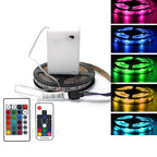 5V 5050 RGB LED Strip Light Battery Power 3 17 24 KEY Remote Control Kit Waterproof Ribbon Tape Stable Led Strips Home Decor
