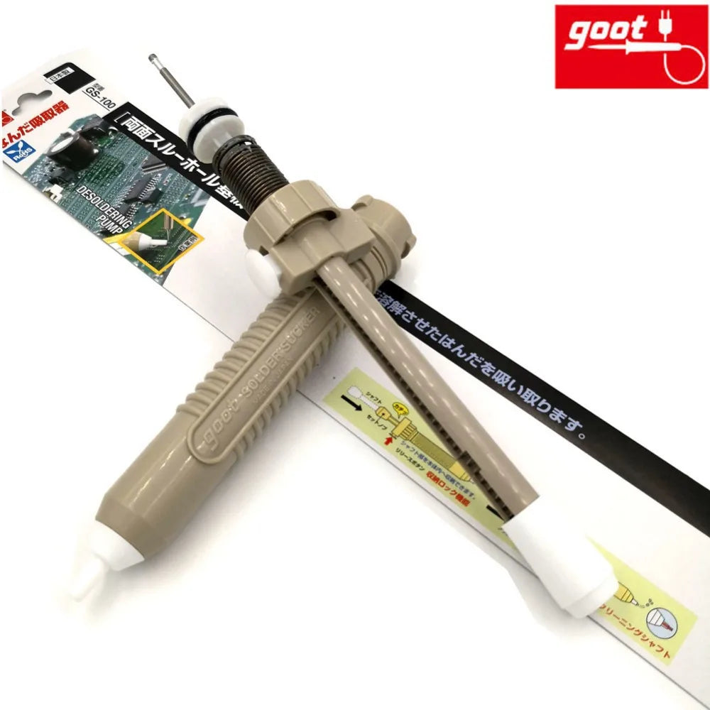 Japan GOOT GS Desoldering Pump Large Medium Small Sizes Self-Cleaning Anti-Static Manual Solder Sucker Light Strong Repair Tools