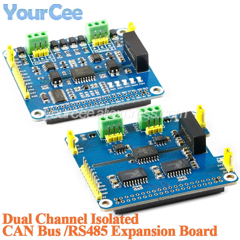 2 Channel Isolated CAN Expansion HAT MCP2515 SN65HVD230 Multi Onboard Protection Circuit for Raspberry Pi STM32 RS485