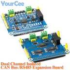 2 Channel Isolated CAN Expansion HAT MCP2515 SN65HVD230 Multi Onboard Protection Circuit for Raspberry Pi STM32 RS485