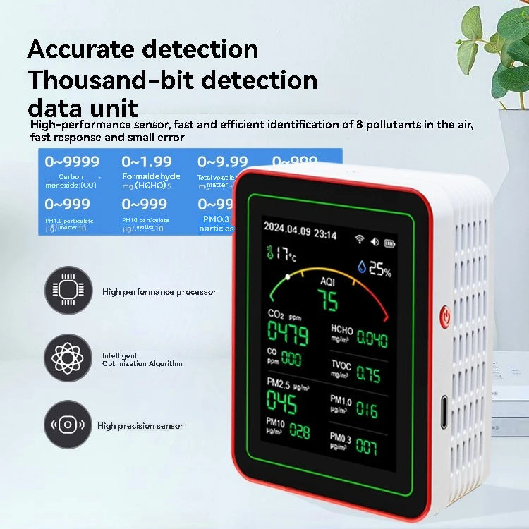 Home Air Quality Monitor Tuya WiFi 15 in 1 TFT Display Portable AQI PM0.3 PM1.0 PM2.5 PM10 CO CO2 TVOC HCHC Tester APP Co 이산화탄소