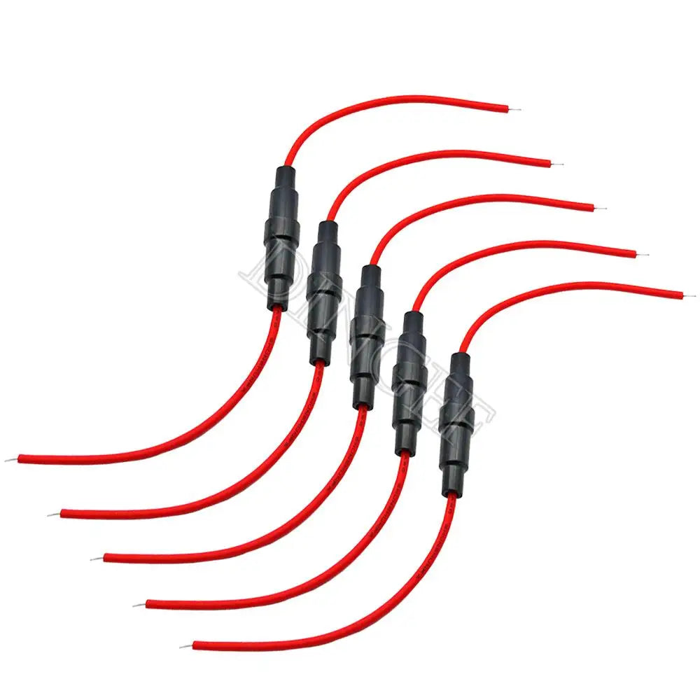 5Set 5*20mm 6*30mm Glass Fuse Holder Screw Type 5X20mm with 22AWG Wire Cable 250V 5X20MM Glass Fuse Tube Fuse Casing 6x30mm