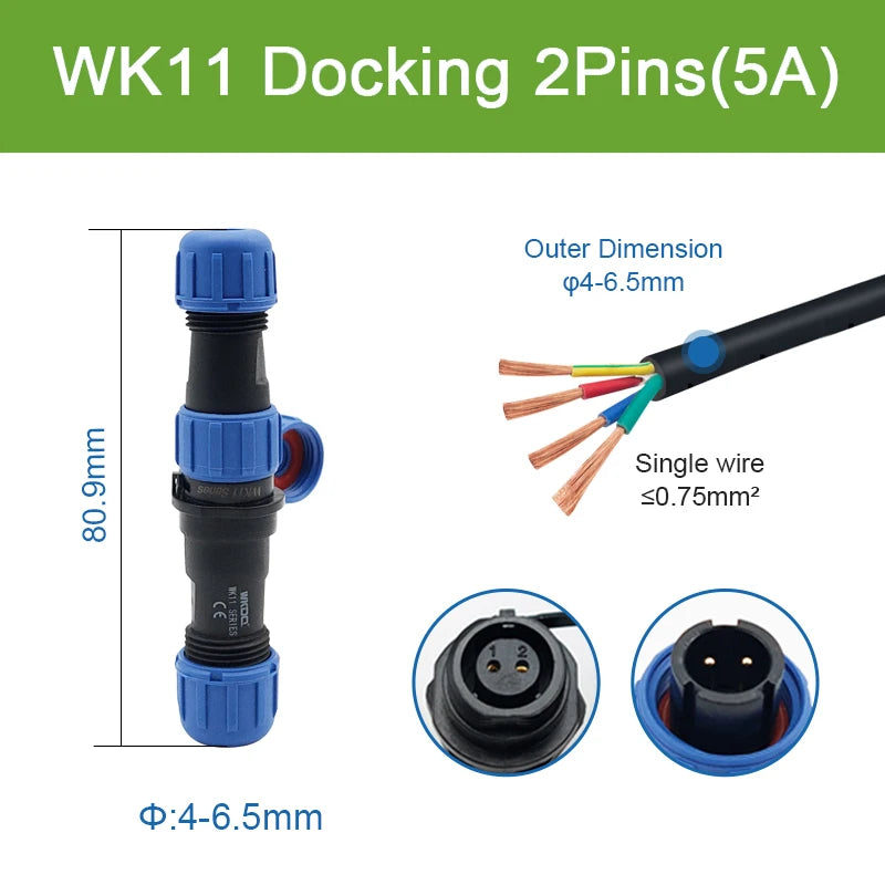 SP11 Tin Soldering Waterproof Connector IP68 Male Plug&Female Socket Rear-nut Docking Panel Mount 2/3/4/5 Pin Cable Wire Connect