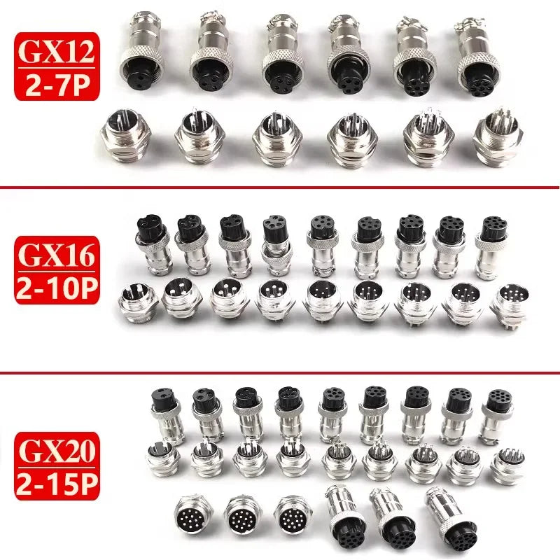5pcs GX12 Aviation Connector 2 3 4 5 6 7 Pin Male Female M12 Connector Aviator Plug Socket