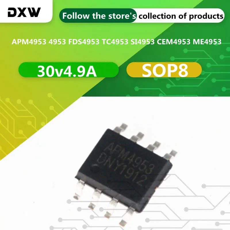 15pcs/Lot  APM4953 4953 FDS4953 TC4953 SI4953 CEM4953 ME4953 SOP8 P-Channel MOSFET General Purpose