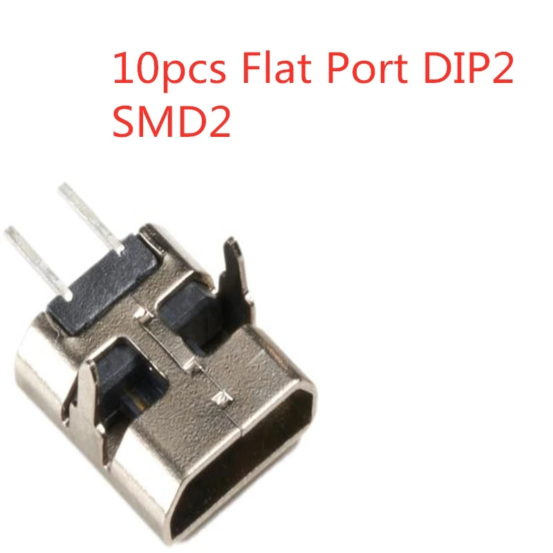 10-100pcs Micro USB Connector 2pin DIP2 SMD2 180 Degree Rotating Vertical B-Type Female Socket Charging Curl and Flat Port Dock