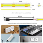 5V USB COB LED Strip Light Tape White Red Green Pink Ice Blue Yellow Flexible 320 LEDs 8mm PCB Ribbon TV Backlights Night Lamp