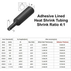 A Roll 4:1 Ratio Φ4mm-Φ32mm Heat Shrink Tubing Dual Wall Adhesive Lined Shrinkable Wire Wrap Tube Waterproof Industrial Marine